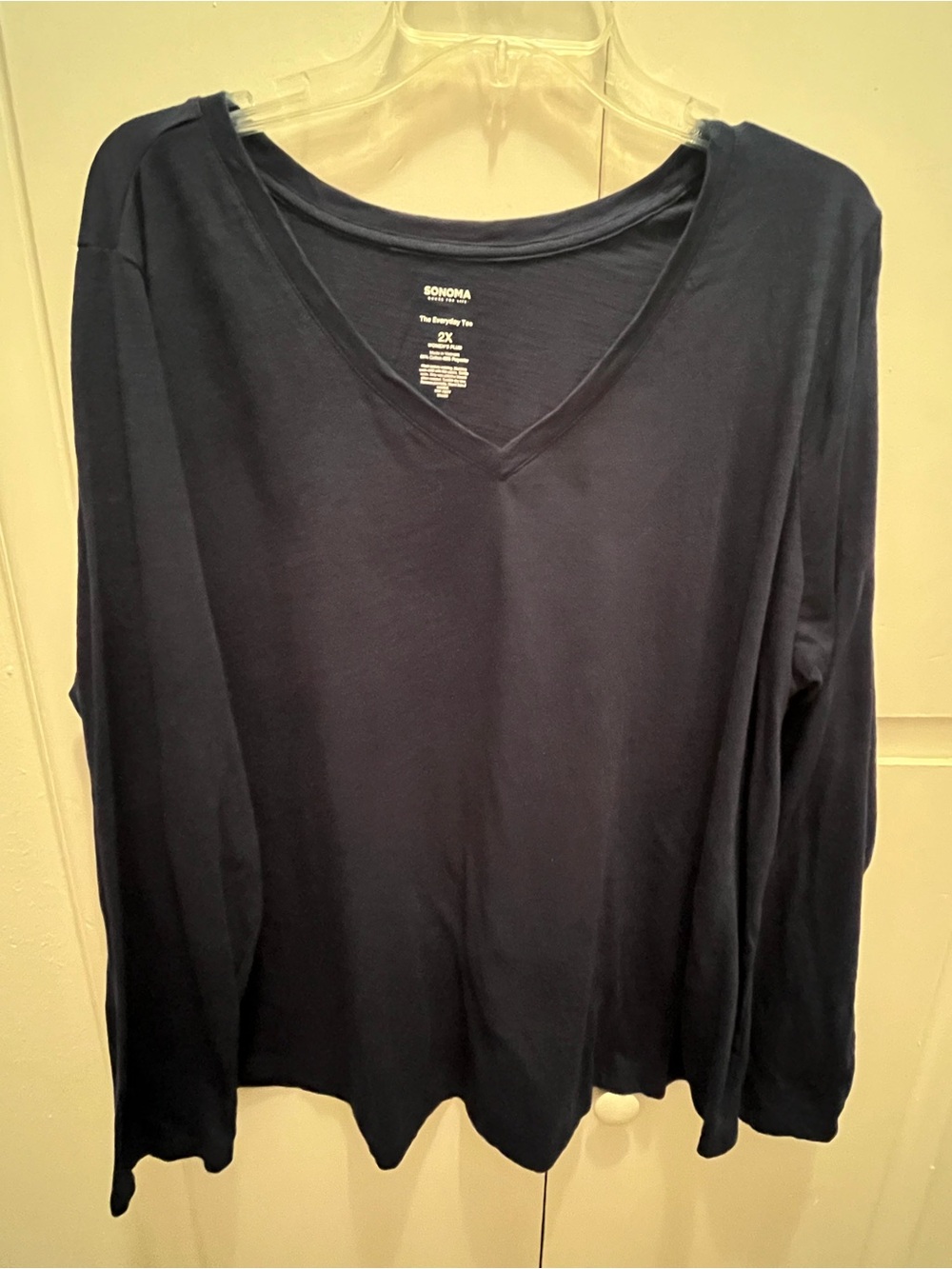 SONOMA Classic Navy V-Neck Long Sleeve Top 2X